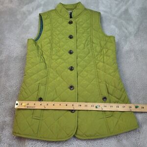 J. Jill Womens Vest Size XS Green‎ Quilted Lined Button Front Pockets Back Vents